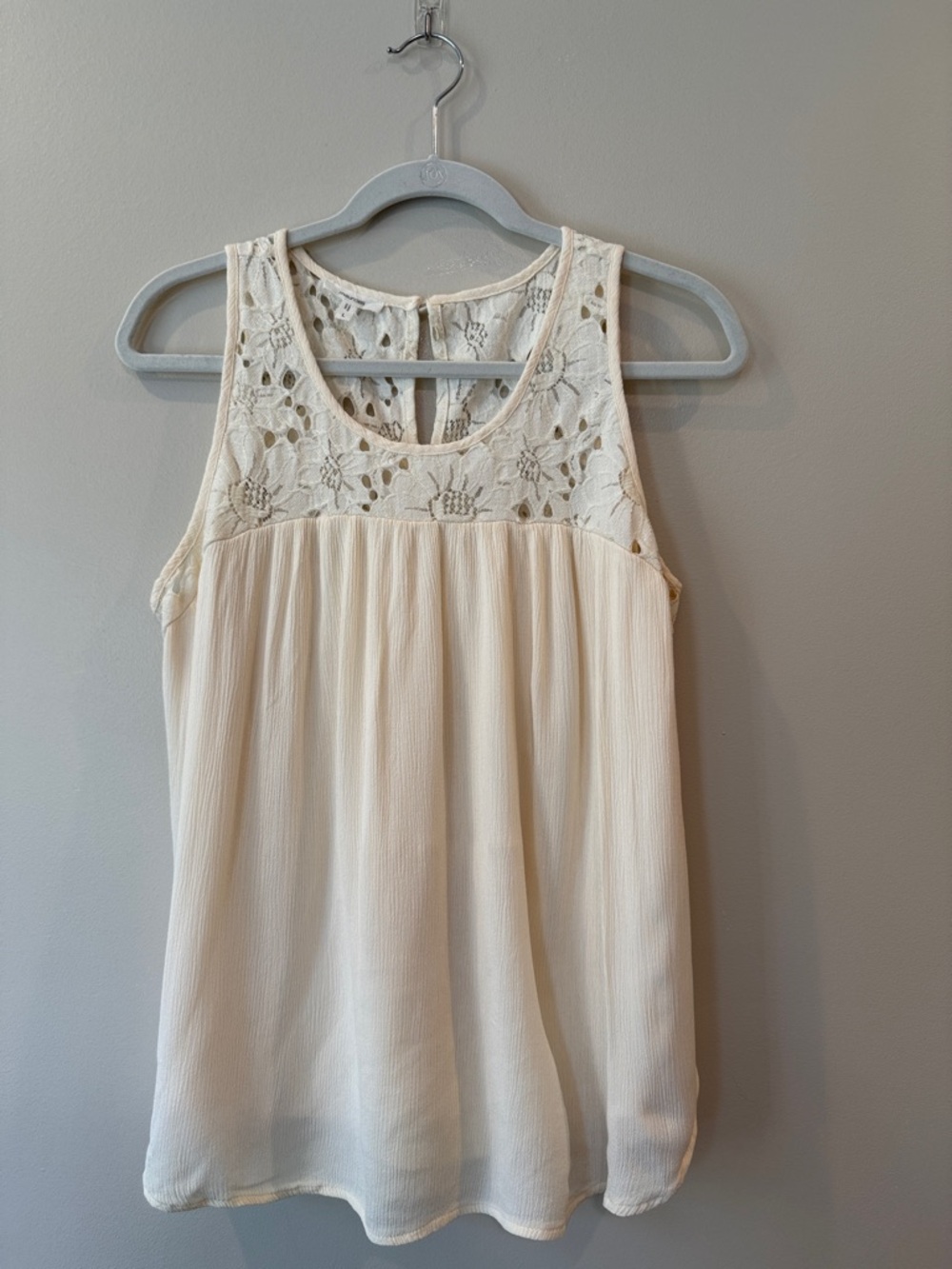 Maurices Ivory Lace Yoke Tank Top